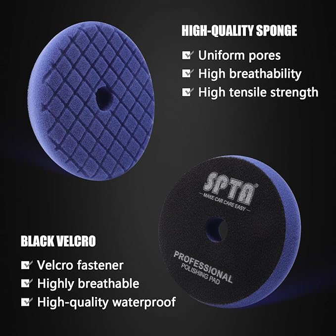 SPTA Buffing Polishing Pads Kits, with 3Pcs 5.5 Inch Polishing Pads,16oz Polishing Pad Cleaner, 2 Microfiber Towel and 1 Pad Cleaning Brush, All for Car Buffer Polisher, Polishing and Buffing