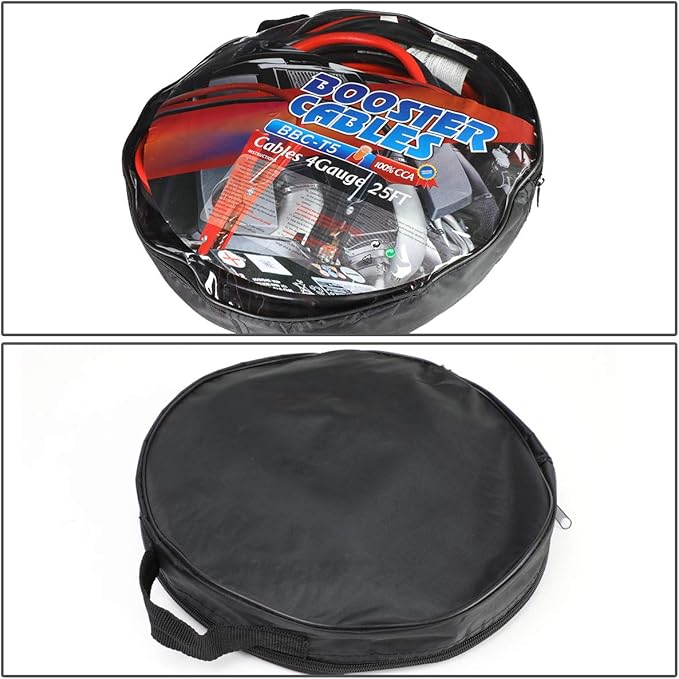 Auto Dynasty Heavy Duty 25 Feet 4 Gauge Booster Cable Power Jumper 500 AMP Emergency Battery Start Car/Motorcycle