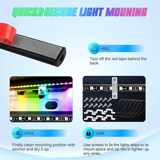 Nilight Truck Bed Light Strip RGB-IC LED Bar for Pickup Multi Dream Color DIY Music Synchronous with APP and RF Remote Control 3PCS 60 inch Cargo Lighting