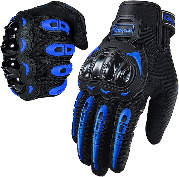 Motorcycle Gloves for Men and Women Full Finger Touchscreen Mountain Dirt Bike Gloves for Powersports BMX ATV MTB Driving Motocross Cycling Gloves(L, Blue)
