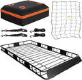 WEIZE Roof Rack Carrier Basket Universal Rooftop 64" x 39" x 5" Large Size Roof Rack + Waterproof Bag, Cargo Net with Attachment Hooks, Ratchet Straps for SUV, Truck