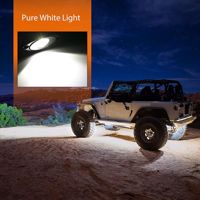 Nilight LED Rock Light 6PCS White Light Pods Waterproof Under Body Wheel Well Light Exterior Interior Lights for Car Truck Pickups ATV UTV SUV Motorcycle Boat, 2 Years Warranty