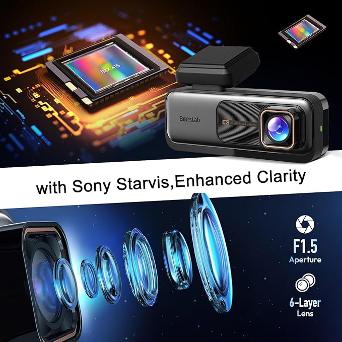 4k Dash Cam Front and Rear, 24/7 Parking Monitor with Hardwired Kit, 170° Ultra Wide Dashcam, ADAS, IMX415 Sensor, Night Vision, WDR, Loop Recording, 5G/2.4G WiFi & GPS, Free 64GB Card
