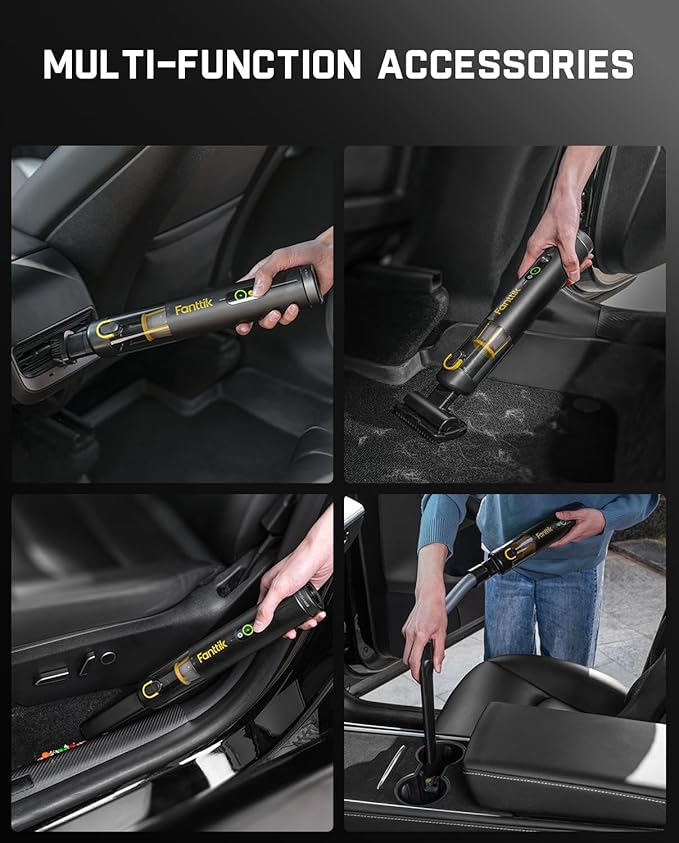 Fanttik Slim V10 APEX Cordless Car Vacuum, 4-in-1 Portable Mini Handheld Vacuum, 19000pa Suction Power, Upgraded Smart Digital Display, 2 Suction Modes for Car, Office Desk, Keyboards (Black)