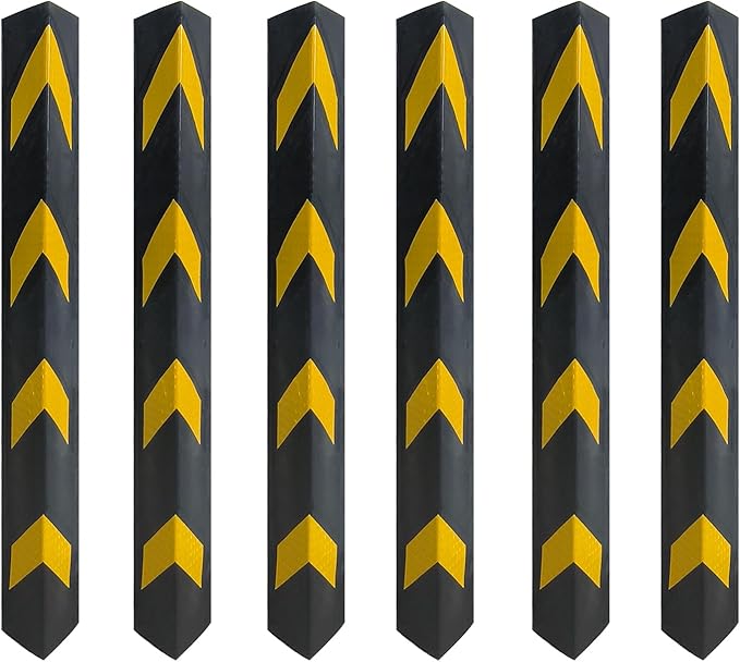 27" Rubber Garage Wall Protector Corner Guard for Parking Lot Warehouse Edge, 6 Packs