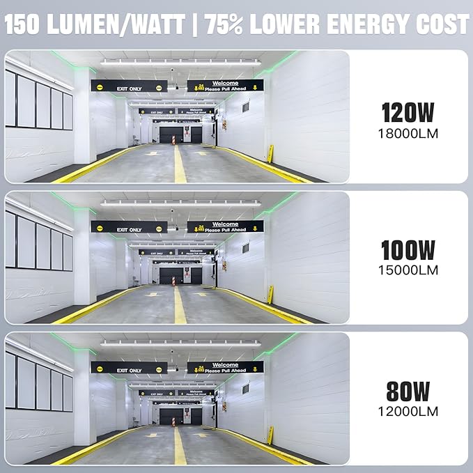 JTT 8FT LED Vapor Tight Light 120/100/80W,5000K/4000K/3000K Vapor Proof Lighting Fixture IP66, 18000LM LED Outdoor Shop Light Waterproof for Parking Garage Car Wash Warehouse Barn ETL Listed-2Pack