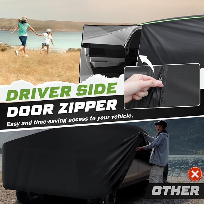 Mixsuper Liner Car Cover for Tesla Cybertruck 2024-2026, 7 Layers Waterproof Car Cover Accessories for Cybertruck with Zipper Door, Windproof Straps, Reflective Strips, Anti-UV, All Weather