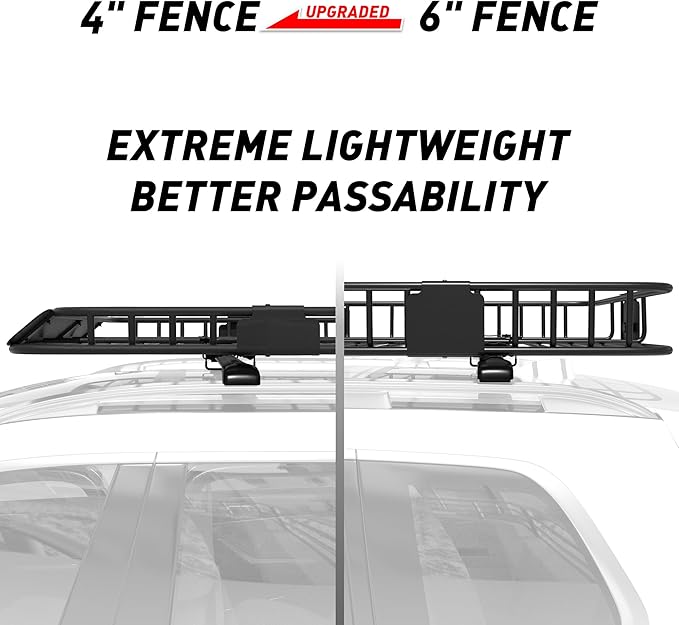 WILDROAD Roof Rack Cargo Basket, Upgraded 4” Fence Car Roof Basket, 43"x 39"x 4" Universal Car Top Luggage Holder Carrier Basket Fits for SUV Truck Cars