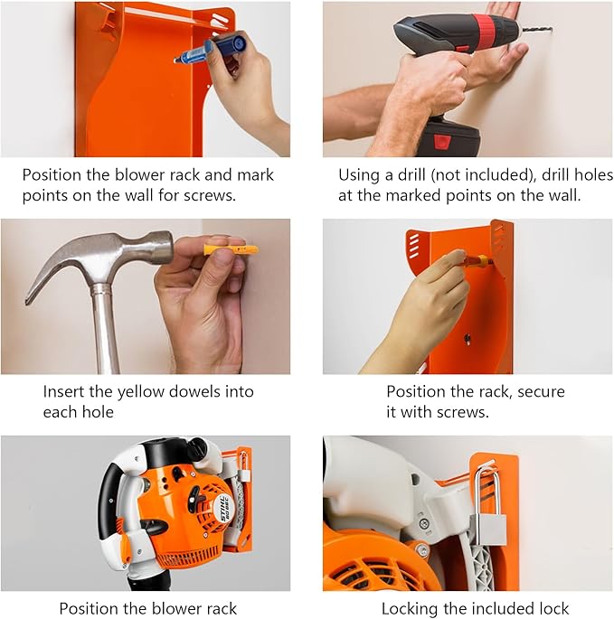 Blower Rack Compatible with Stihl BG-50, BG-56, BG-66, BG-86, Handheld Blower Holder Mount Rack, Lawn Care Accessories, Garage Storage, Weed Eater Hanger