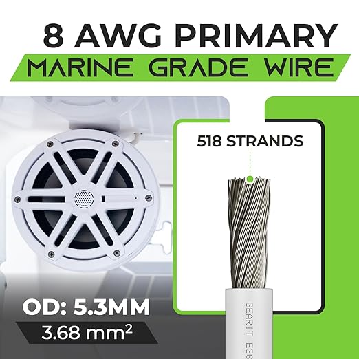 GEARit 8 Gauge Marine Electrical Primary Wire, 8 AWG (100ft) Marine Grade Tinned Copper Oxygen Free for Boat, Automotive, RV, Camper, Trailer