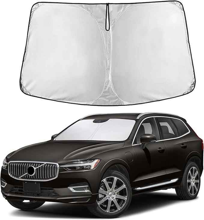 Econour Custom Fit Windshield Sun Shade for 2018-2025 2026 Volvo XC60 Accessories Sunshade Window Sun Visor Protector Foldable Blocks UV Rays Keep Your Car Cooler