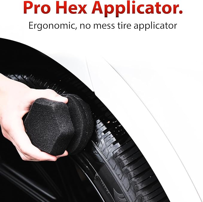 Adam's Polishes Pro Tire Hex Grip Applicator (3 Pack) - Tire Shine Car Detailing Foam Sponge Tool|Car Cleaning Supplies After Car Wash Tire Cleaner | for Vinyl Rubber & Trim Accessories-Wheel Cleaner