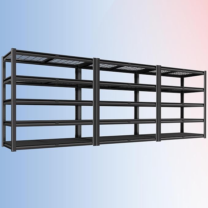 PrimeZone 72" H X 48" W X 18" D Heavy Duty Garage Shelving 5 Tier 2500 LBS Storage Shelves Adjustable Industrial Metal Wire Shelf Unit for Garage,Basement,Pantry,Warehouse,Commercial 3Pack