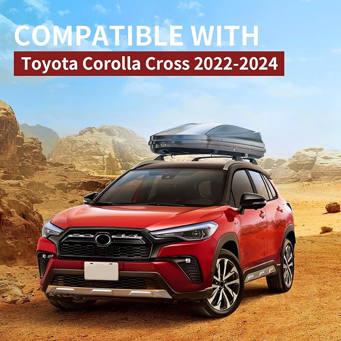 KINGGERI 260Lbs Lockable Roof Rack Cross Bars Compatible with Toyota Corolla Cross 2022 2023 2024 2025 (with Flush Side Rails), Heavy Duty All Aluminum Rail Crossbar Anti-Theft Metal Matte Coated