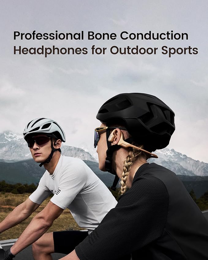 Purra Run Bone Conduction Sport Headphones, Open-Ear Bluetooth Headphones with Mic, IP67 Waterproof, Deep Bass, Voice Control, Secure Fit for Running, Cycling, and Workouts (Black)
