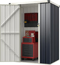Goplus 3.8 x 2.8 FT Storage Shed Outdoor, All-Weather Steel Utility Storage House w/Lockable Door, Snap-on Arrow Leaning Organizer, Bike Tool Garden Sheds for Yard Lawn Patio