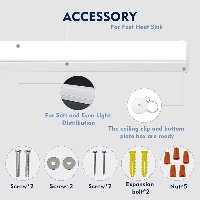 6PK 4FT LED Shop Light，Led Garage Ceiling Lights, LED Workbench Light，LED Wraparound Light Fixture,Hanging or Suface Mount,Office Ceiling Light for Garage, Office, Kitchen