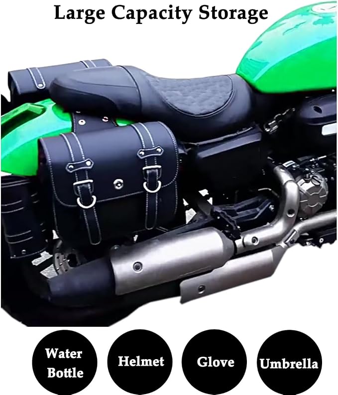 Motorcycle Saddlebags, Scooter Powersports Faux Leather Saddle Bags Motorcycles, Softail Universal Throw Over Sportster Saddlebags 12.2x5.12x9.84 inches
