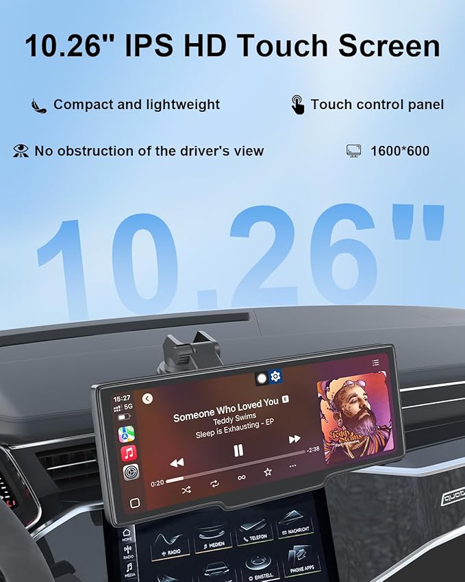 Carplay Screen for Car, 10.26’’ HD Wireless Apple Carplay & Android Auto Touch Screen, with Backup Camera, Car Play Radio Screen, GPS Navigation/Mirror Link/Voice Control/Bluetooth/FM, Plug & Play