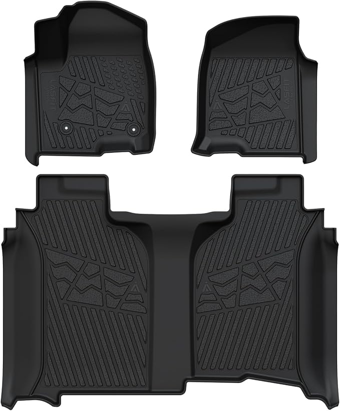 LASFIT Floor Mats 2019-2025 for Chevrolet Silverado/GMC Sierra 1500, 2020-2025 2500HD 3500HD, Only Without Rear Underseat Storage Box, Only Bucket Seat/Crew Cab (Not for Regular/Double Cab)