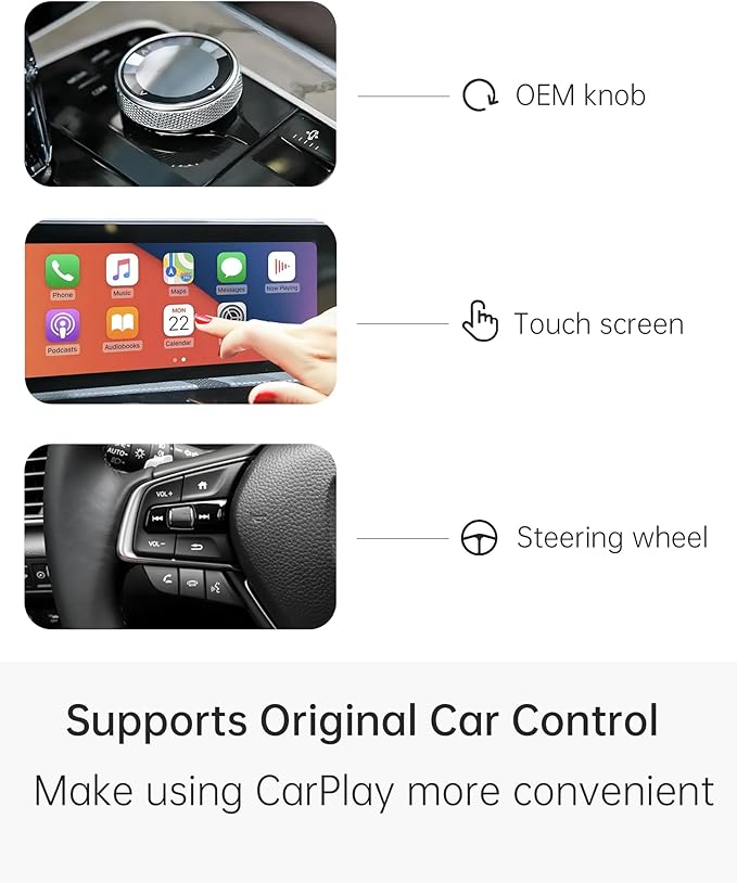 Apple CarPlay Wireless Adapter (2025 Upgrade) – Convert Wired CarPlay to Wireless, Stable Connection, RGB Ambient Lighting, Compatible with Wired CarPlay Cars & iPhone