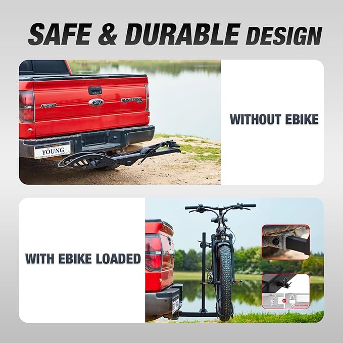 Sole R 1-Bike Rack, Hitch-Mount Platform E-Bike Rack with Ramp, 100 lbs Capacity, Fits Car, SUV, Truck, RV, Van with 2-Inch Receiver and Up to 5-Inch Fat Tires Bicycle