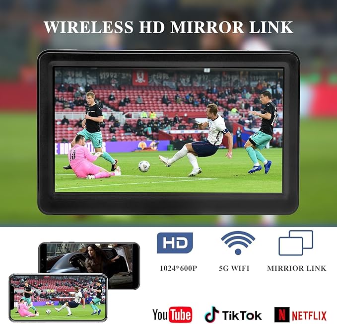 Wireless Car Stereo Compatable with Apple CarPlay and Android Auto, 7-inch Touch Screen in Car FM Transmission, with 5.0 Bluetooth Hands-Free/Mirrored Projection/Portable Car Stereo for All Vehicles