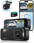 Dash Cam Front and Rear, 8K/2.5K UHD Dash Camera for Cars, Dash cam with 32GB Card, Built-in Wi-Fi & GPS, 3.16”IPS Screen, Night Vision, 170°Wide Angle, WDR, 24H Parking Mode