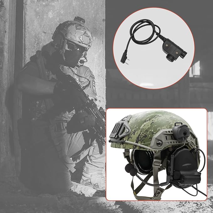 COMTA 2 Helmet-Type Tactical Headset with U94 PTT 2pin，Noise Canceling Headphones，for Airsoft Hunting Shooting