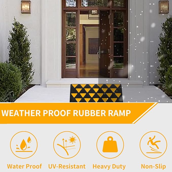 BESEA Rubber Curb Ramp 6" inch High 23.6" Length (Heavy Duty Ramp, 1PCS), for Driveway Curb Ramp Car Motorcycle Loading Dock Truck Pickup Truck Threshold Ramp(6 inch Height, Capacity 60000lbs)-1pack