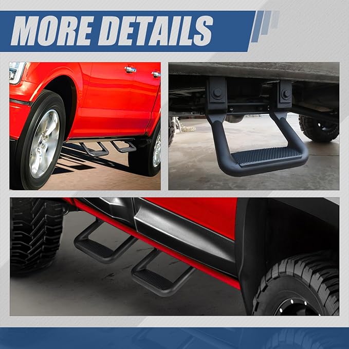 Auto Dynasty Universal Side Step for Pickups & Trucks, Aluminum, Black Coated, Set of 2