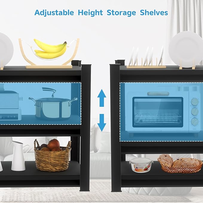 1350LBS Garage Storage Shelves Heavy Duty, 40" W x 16" D x 36" H,3-Tier Garage Shelving Heavy Duty, Industrial Metal Shelving Units for Basement,Fish Tank,Black
