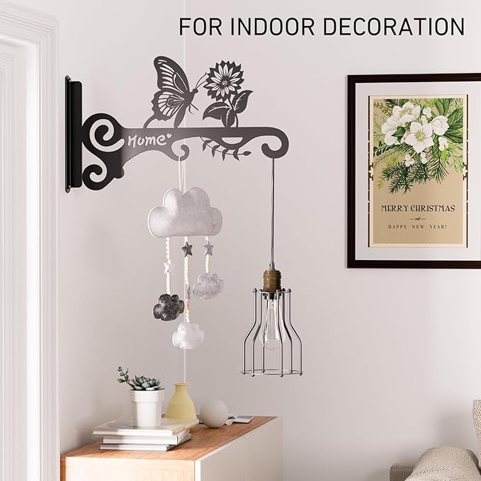 10 Inch Metal Plant Hooks (2-Pack) - Decorative Wall Hangers with Butterfly Design for Indoor & Outdoor Use - Hanging Brackets for Plants, Flower Baskets, Bird Feeders - Patio, Garden, Home Decor