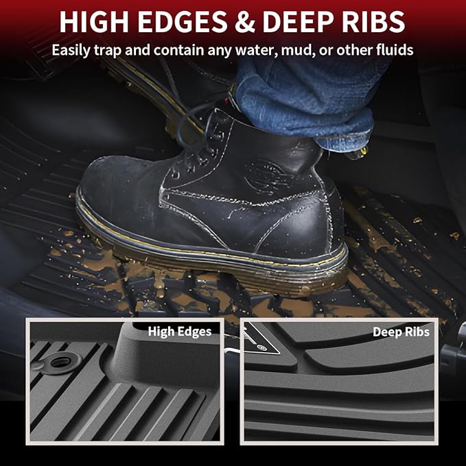 LASFIT Floor Mats&Trunk Mats for Toyota Highlander 8 Seats 2020-2025 (Not for Hybrid), All Weather TPE Floor Liner & Cargo mats for Highlander，Front&Rear 4 Rows mats.