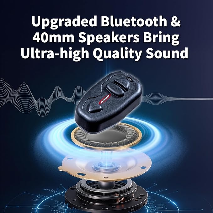 Salut Motorcycle Bluetooth Intercom Headset - Helmet Communication System, Waterproof Speaker, Voice Comm Earbuds, Helmet Headphone, Noise Cancellation(Duo Black)