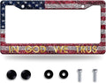 in God We Trust License Plate Frame American Flag License Plate Stainless Steel Funny License Plate Holder Personalized Christian Car Accessory Decoration 12.3" x 6.3"for Men Women
