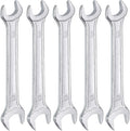 HARFINGTON 5pcs Double Open End Wrench 11mm x 13mm Metric 15 Degree Offset Angle Small Flat Head Wrench Galvanizing Open Ended Spanner for Automotive Repair Furniture Assembly
