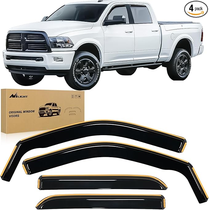 Nilight in Channel Rain Guards for Ram 1500 2009 2010 2011 2012 2013 2014 2015 2016 2017 2018 Crew Cab, 2019-2023 Ram 1500 Classic Body, Original Window Deflectors, Vent Window Visors-4PCS