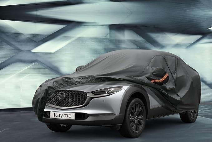 Kayme 7 Layers SUV Car Cover Custom Fit for Mazda CX-30 CX-3 CX 30 CX 3 (2019-2025) Waterproof All Weather for Automobiles, Outdoor Full Cover Rain Sun UV Protection.Black