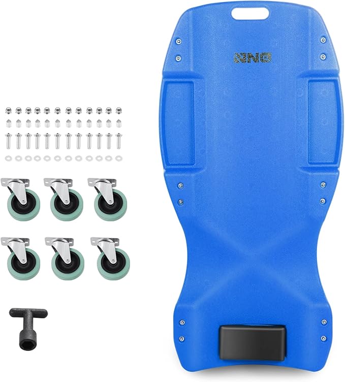 DNA MOTORING TOOLS-00239 48 Inches Heavy-Duty Low-Profile Roller Automotive Creeper with Padded Headrest, Blue