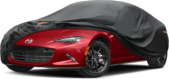 Kayme 7 Layers Car Cover Custom Fit for Mazda Miata MX-5 MX5 (1990-2025) Waterproof All Weather for Automobiles, Outdoor Full Cover Rain Sun UV Protection.Black