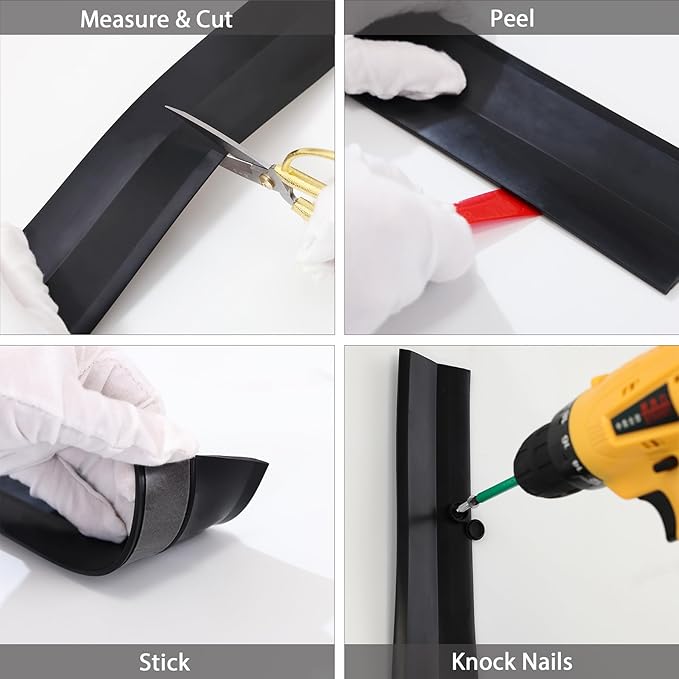 Gaahing Garage Door Top and Sides Seal Strip, Universal Weather Stripping, Self-Adhesive Weatherproofing Molding Trim with 40 Sets of Screws (Black, 32.8 FT)