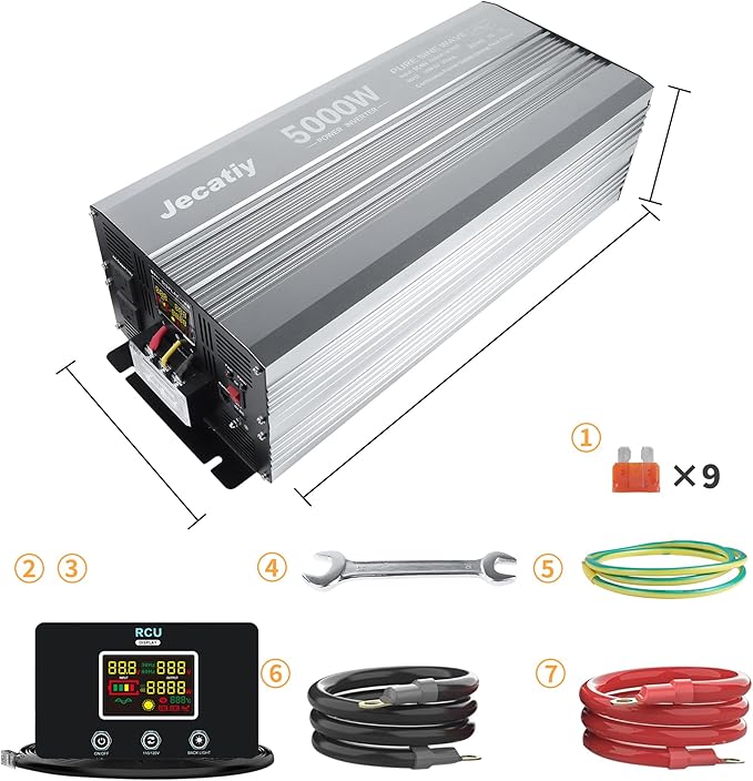 5000 Watt Pure Sine Wave Power Inverter DC 48V to 110V/120V AC Converter with 2 AC,5V 500mA USB Charging Ports, Car Solar Power Inverters with LCD Display for Home RV Truck