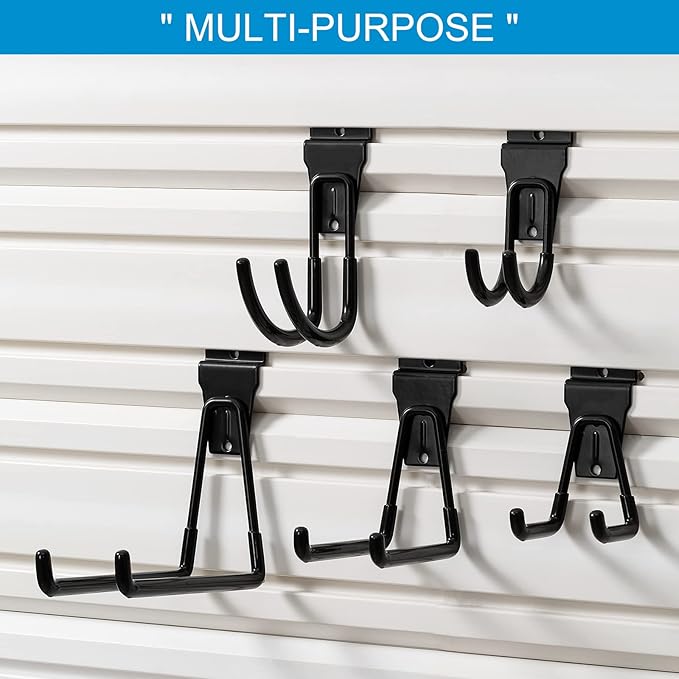16 Pack Slatwall Hooks, Slatwall Accessories for Garage Storage, Heavy Duty Slat Wall Hanger(Black)