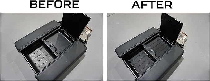 AJT DESIGN Center Console Organizer Tray Liner Compatible with 2022+ Toyota Tundra Platinum, 1794, TRD PRO, Capstone | Fits 2023+ Sequoia | Anti-Slip Mat for Car Console Organizer Tray | 2-Piece Black