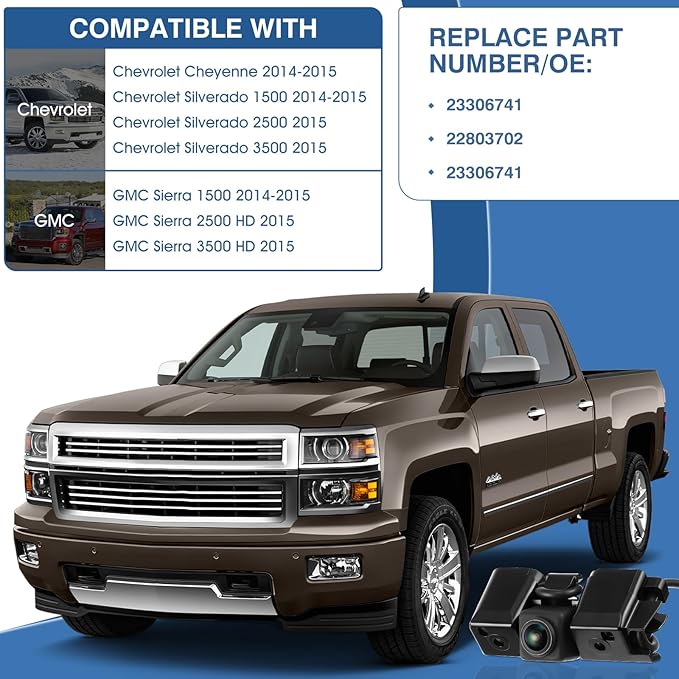 Rear View Backup Reverse Camera Fit for Chevrolet Silverado Cheyenne Fit for GMC Sierra 1500 2500 HD 3500 HD 2014 2015,Safety Parking Back Up Assist Camera OE Number 23306741 22803702