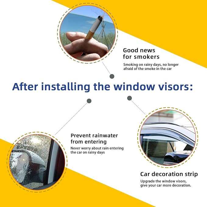 4pcs Smoke Tint With Chrome Trim Outside Mount Tape On/Clip On Style PVC Sun Rain Guard Window Visors Compatible with 2013-2018 Altima 4-Door Sedan