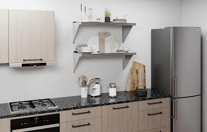 AmGood 36" Long X 16" Deep Stainless Steel Wall Shelf | NSF Certified | Appliance & Equipment Metal Shelving | Kitchen, Restaurant, Garage, Laundry, Utility Room