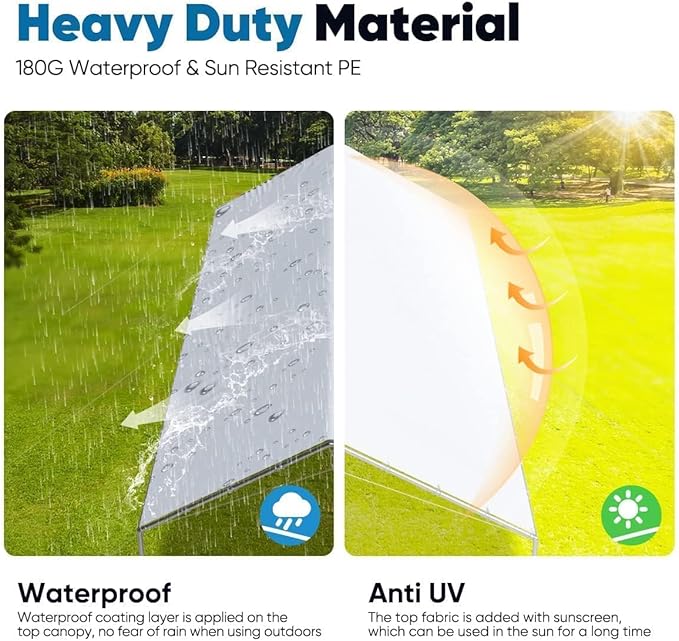 Quictent 10x20 ft Heavy Duty Car Canopy Galvanized Frame Carport Outdoor Party Tent Boat Shelter with 3 Reinforced Steel Cables - White