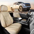 Coverland Custom Car Seat Covers Compatible with Ram 1500, Tacoma - Premium Leather Non-Slip Memory Foam Waterproof Cover Custom Fit Interior Protector Front Seat-Beige [See Size Chart-Size A49]